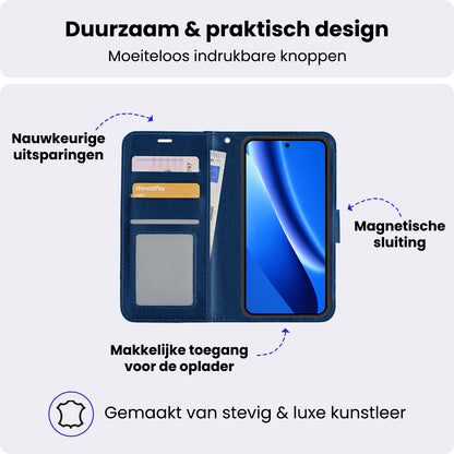 Google Pixel 10a Hoesje Bookcase Cover met Kaarthouder - Donkerblauw