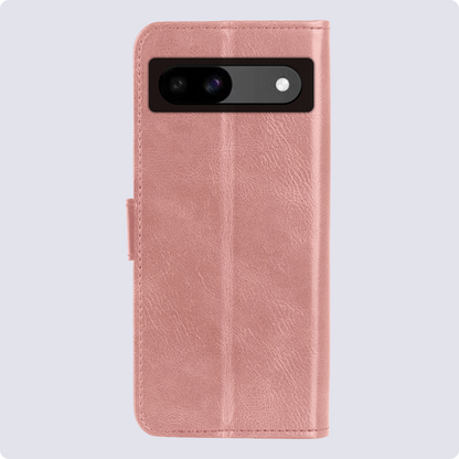 Google Pixel 8a Hoesje Bookcase Cover met Kaarthouder - Rosé goud