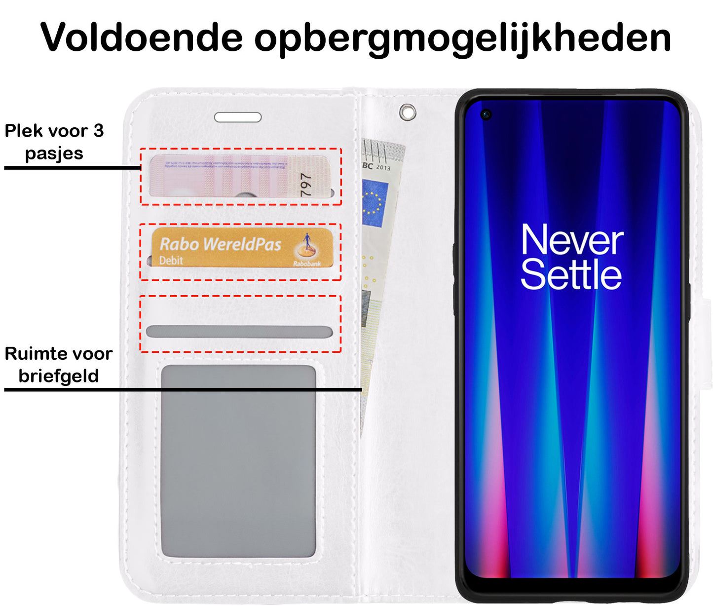 OnePlus Nord CE 2 Hoesje Book Case Kunstleer - Wit