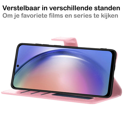 Samsung A54 Hoesje Bookcase Cover met Kaarthouder - Lichtroze