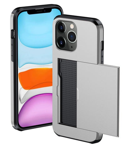 iPhone 11 Pro Hoesje Kaarthouder Hard Case Shockproof - Grijs