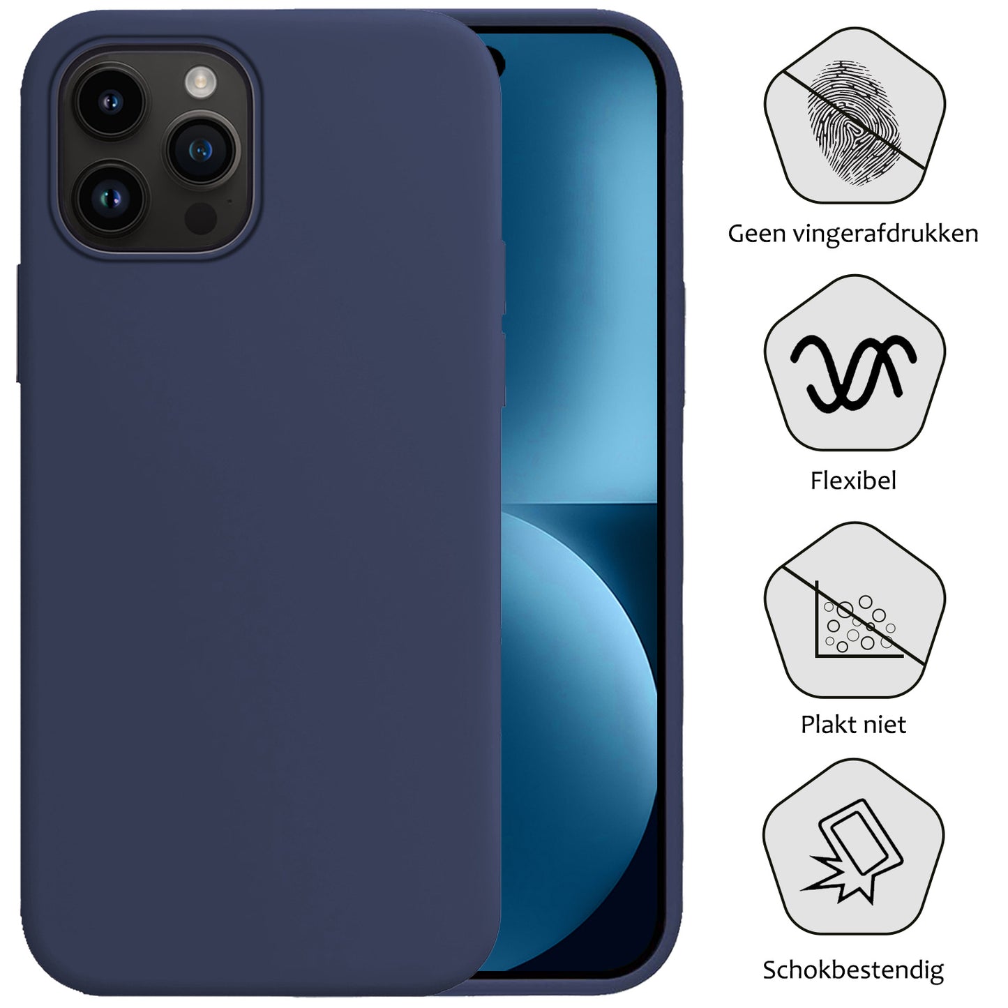 iPhone 15 Pro Max Hoesje Siliconen - Donkerblauw