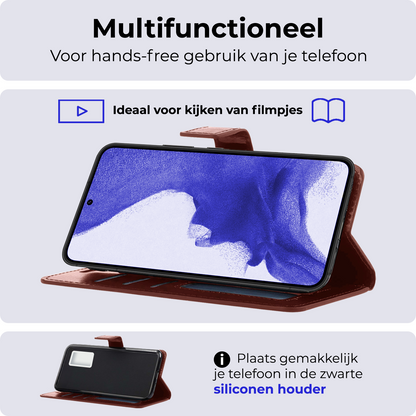 Samsung S22 Plus Hoesje Bookcase Cover Uitneembaar - Bruin