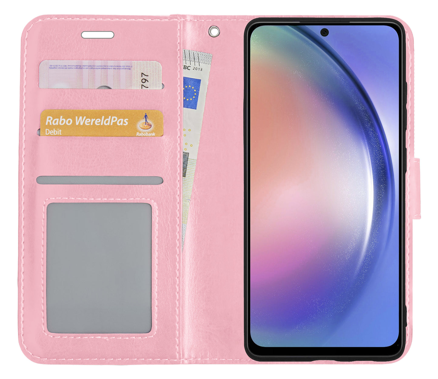 Samsung A54 Hoesje Book Case Kunstleer - Lichtroze