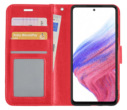Samsung A53 Hoesje Bookcase Cover met Kaarthouder - Rood