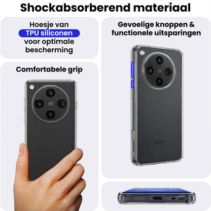 OPPO Find X8 Pro Hoesje Siliconen Backcover Lichtgewicht - Transparant
