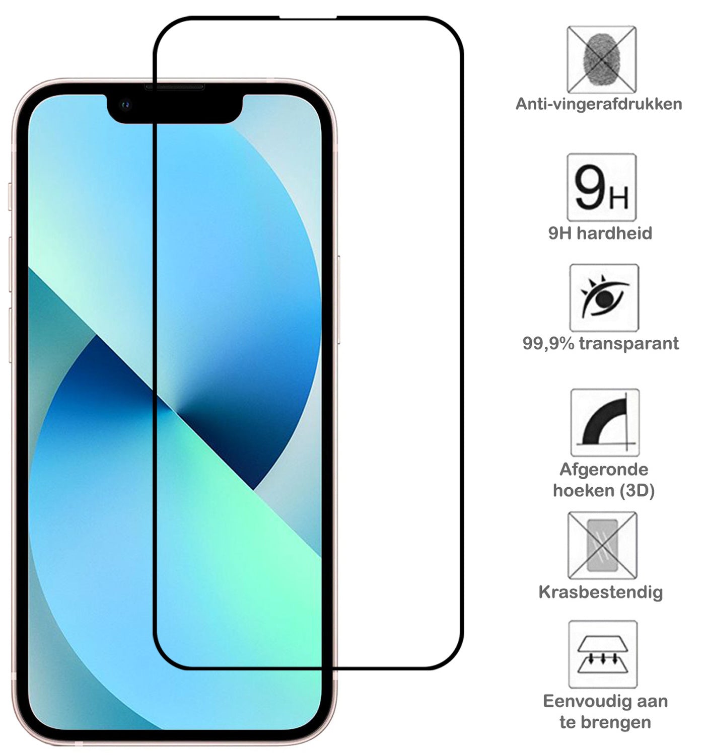 iPhone 13 Mini Screenprotector Full Cover Tempered Glass