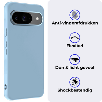 Google Pixel 9 Hoesje Siliconen Backcover Lichtgewicht - Lichtblauw