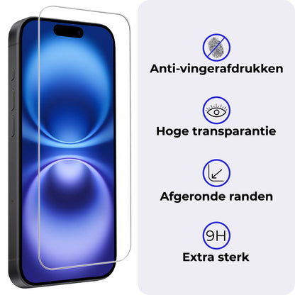iPhone 16 Plus Screenprotector Gehard Glas - Volledige dekking