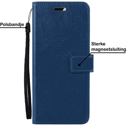 OPPO A57 Hoesje Bookcase Cover met Kaarthouder - Donkerblauw