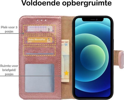iPhone 12 Pro Max Hoesje Bookcase Cover met Kaarthouder - Rosé goud