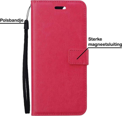 Samsung A32 4G Hoesje Bookcase Cover met Kaarthouder - Donkerroze