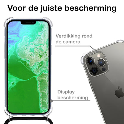 iPhone 13 Pro Max Hoesje met Koord Siliconen - Transparant