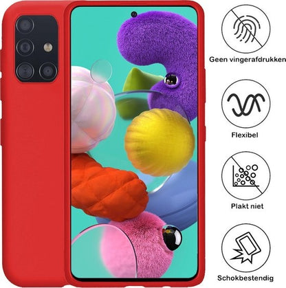 Samsung A51 Hoesje Siliconen Backcover Lichtgewicht - Rood