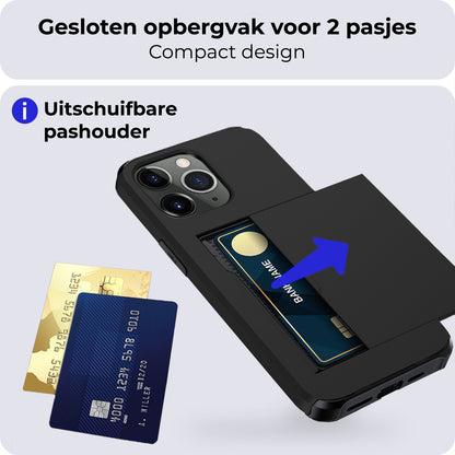 iPhone 11 Pro Hoesje Kaarthouder Hard Case Shockproof - Zwart