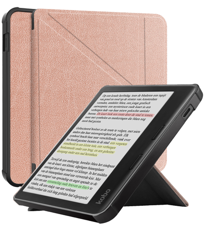 Kobo Libra Colour Trifold Bookcase Hoes - Rosé Goud