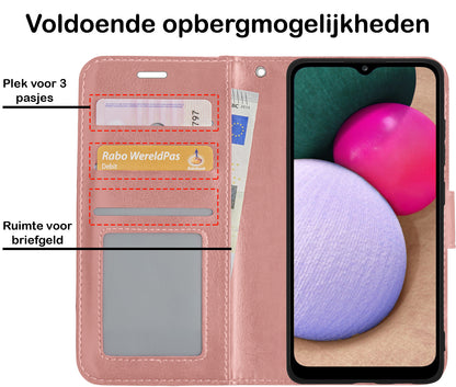 Samsung A03s Hoesje Bookcase Cover met Kaarthouder - Rosé goud