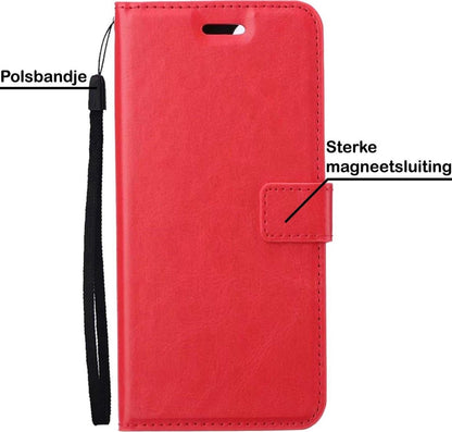 Samsung A52 5G Hoesje Bookcase Cover met Kaarthouder - Rood