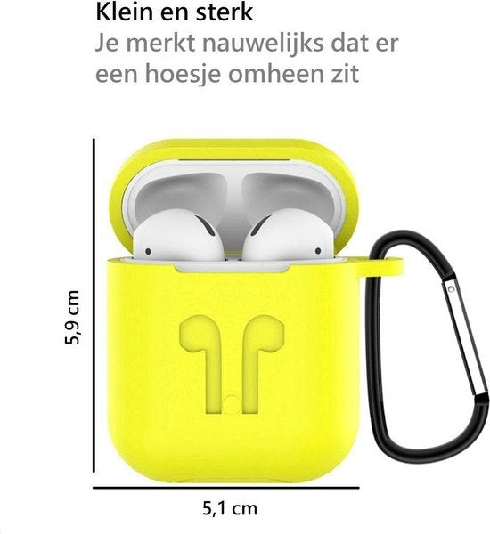 AirPods Hoesje Siliconen 3-in-1 met Clip - Geel