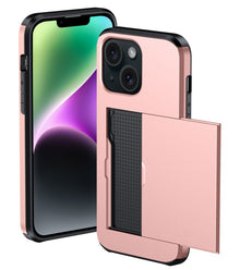 iPhone 14 Hoesje Kaarthouder Hard Case Shockproof - Rosé goud