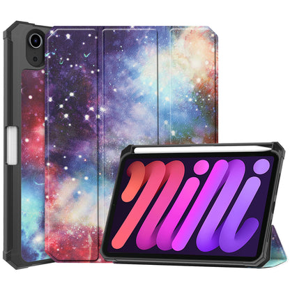 iPad Mini 6 Trifold Bookcase Hoes met Penhouder voor Apple Pen - Galaxy