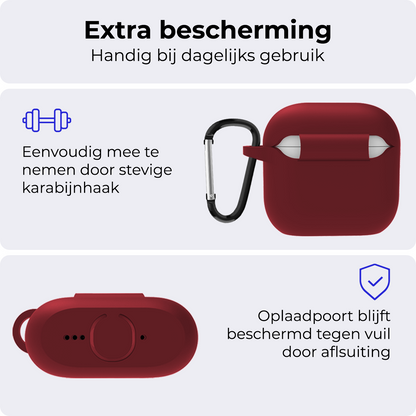 AirPods 4 Hoesje Siliconen Krasbestendig - Donkerrood