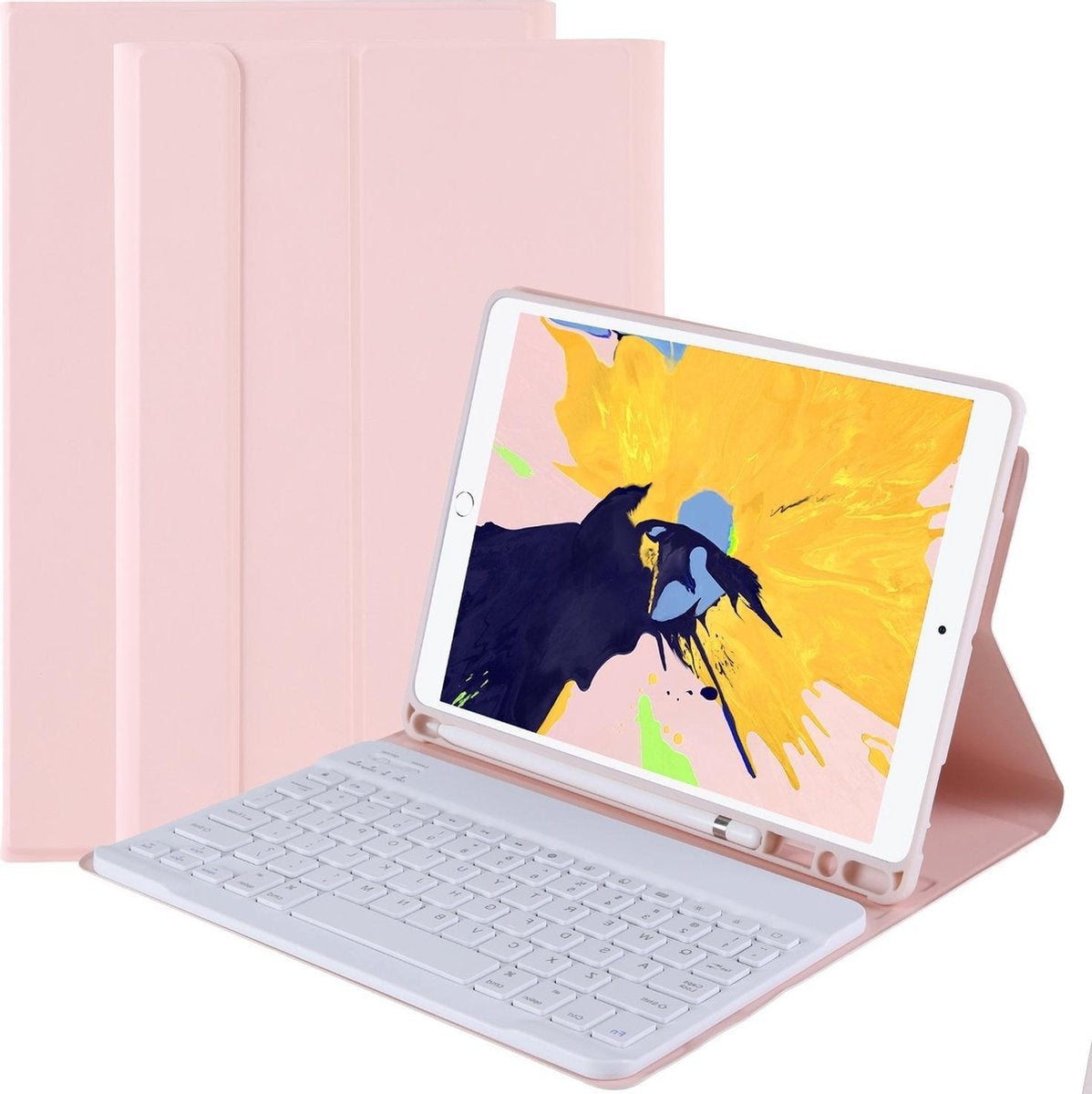 iPad 10.2 2019/2020 Hoesje Toetsenbord Case Kunstleer - Lichtroze