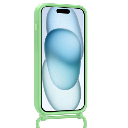 iPhone 15 Pro Max Hoesje Met Telefoonkoord en Pasjeshouder Siliconen - Groen