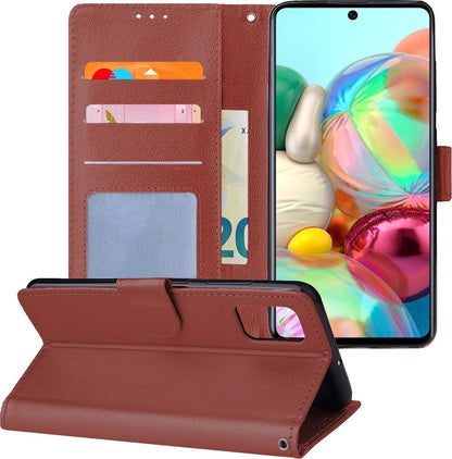 Samsung A71 Hoesje Bookcase Cover met Kaarthouder - Bruin