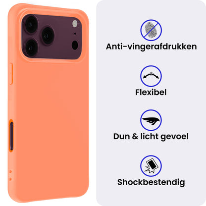 iPhone 18 Pro Hoesje Siliconen Backcover Lichtgewicht - Perzik