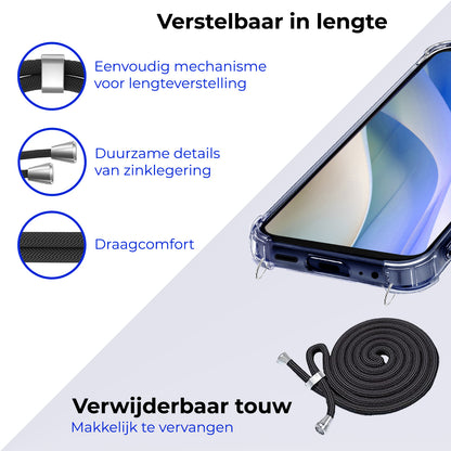 Samsung A15 Hoesje met Koord Backcover Shockproof - Transparant