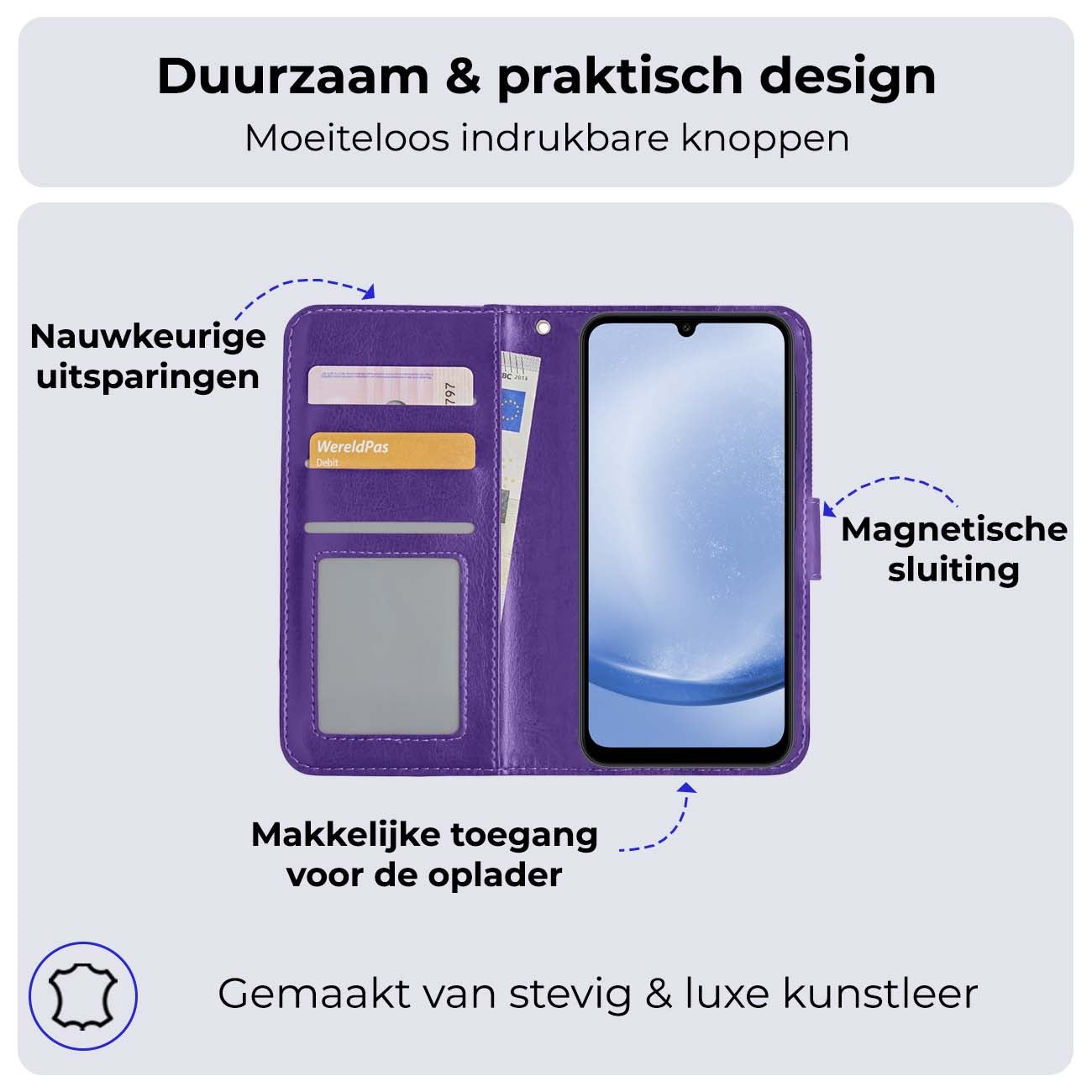 Samsung A25 Hoesje Book Case Kunstleer - Paars