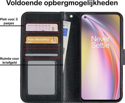 OnePlus Nord CE Hoesje Bookcase Cover met Kaarthouder - Zwart