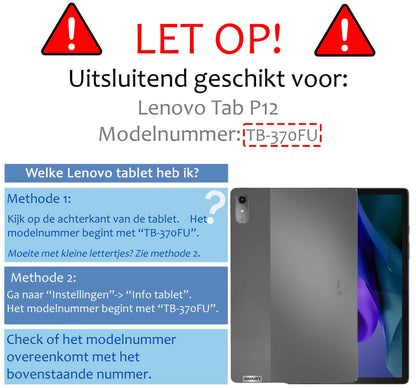 Lenovo Tab P12 Hoesje Book Case Met Lenovo Pen Uitsparing - Grijs