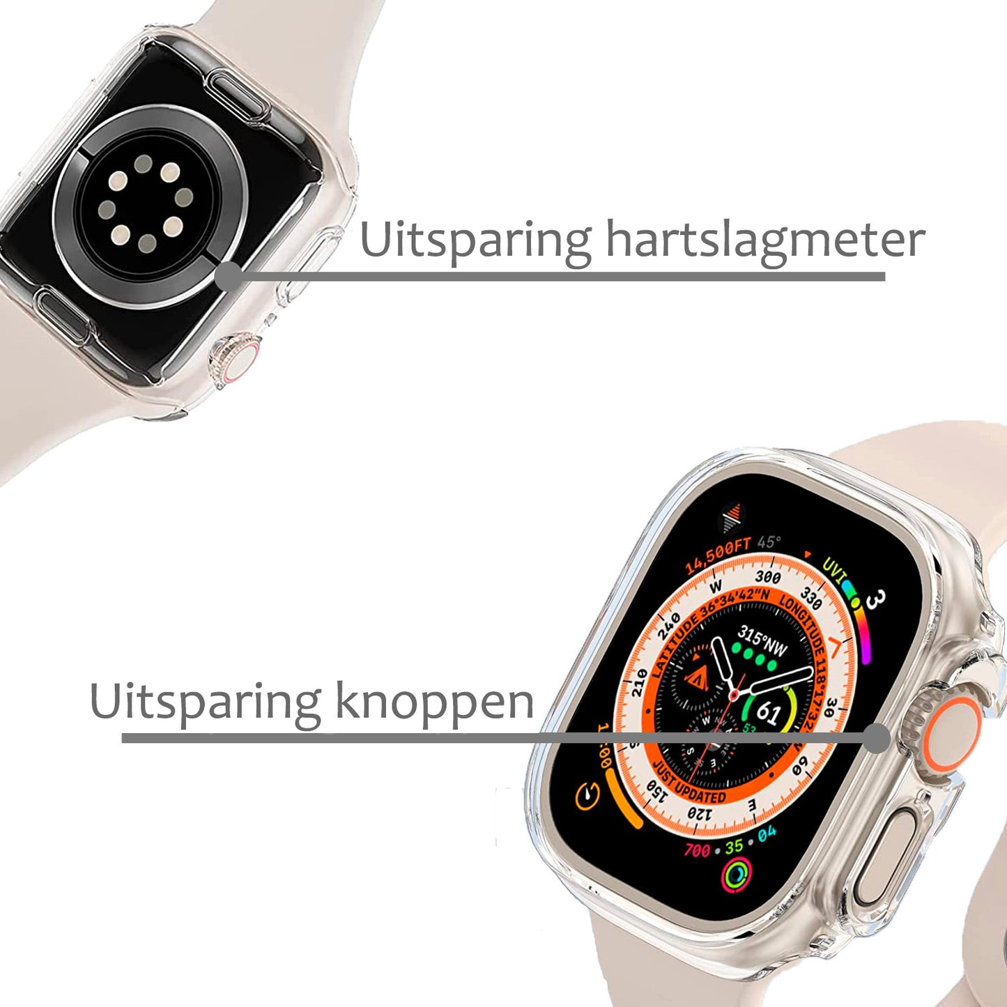 Hoesje Geschikt voor Apple Watch Ultra 2 (49 mm) Hoes Siliconen Case - Transparant