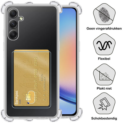 Samsung A34 Hoesje Kaarthouder Backcover Shockproof - Transparant