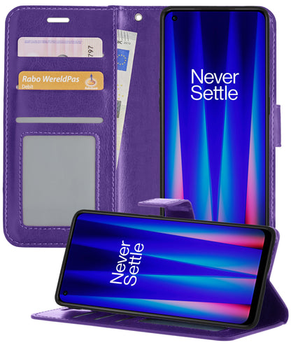 OnePlus Nord CE 2 Hoesje Bookcase Cover met Kaarthouder - Paars
