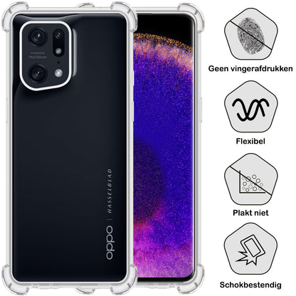 OPPO Find X5 Pro Hoesje Shockproof Backcover Siliconen - Transparant