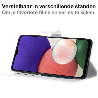 Samsung M22 Hoesje Bookcase Cover met Kaarthouder - Wit