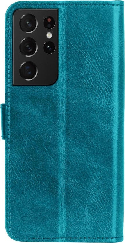 Samsung S21 Ultra Hoesje Bookcase Cover met Kaarthouder - Turquoise