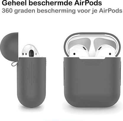 AirPods 1 Hoesje Siliconen met Clip - Grijs