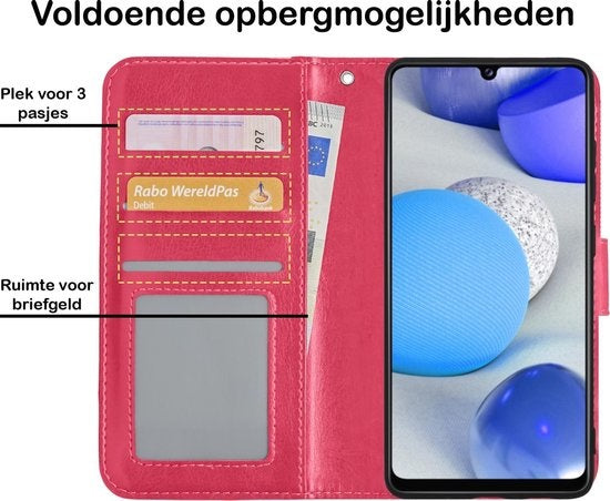 Samsung A42 Hoesje Book Case Kunstleer - Donkerroze