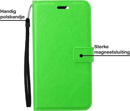 iPhone 12 Hoesje Bookcase Cover met Kaarthouder - Groen