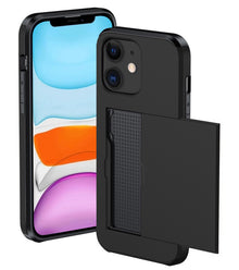 iPhone 11 Hoesje Kaarthouder Hard Case Shockproof - Zwart