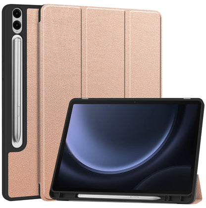 Samsung Galaxy Tab S9 FE Plus Trifold Bookcase Hoes met Penhouder voor S Pen - Rosé goud