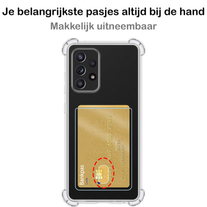 Samsung A53 Hoesje met Pasjeshouder Siliconen - Transparant