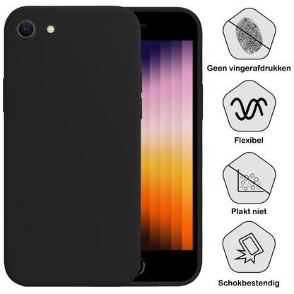iPhone SE 2022 Hoesje Siliconen Backcover Lichtgewicht - Zwart