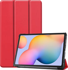 Samsung Galaxy Tab S6 Lite Trifold Bookcase Hoes - Rood