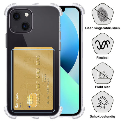 iPhone 14 Hoesje Kaarthouder Backcover Shockproof - Transparant