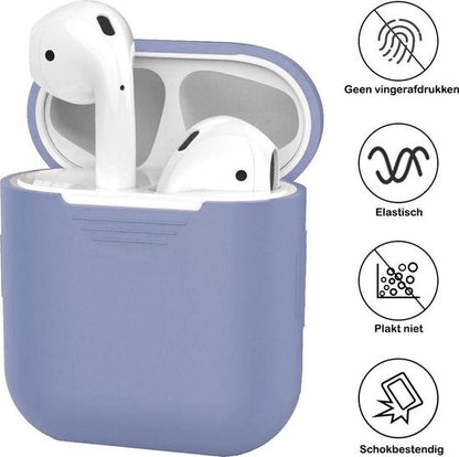 AirPods 1 Hoesje Siliconen met Clip - Lila